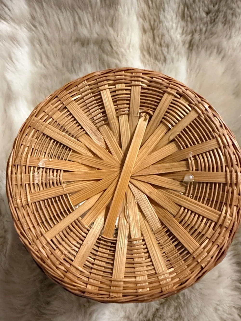Woven Decorative Basket with Floral Liner - Red and Natural